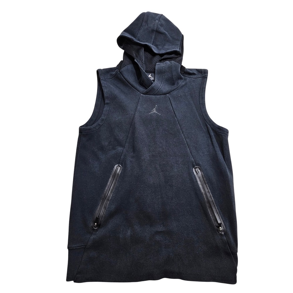 Jordan Sleeveless Hoodie S Black Bonded Zip Vest 724787-010